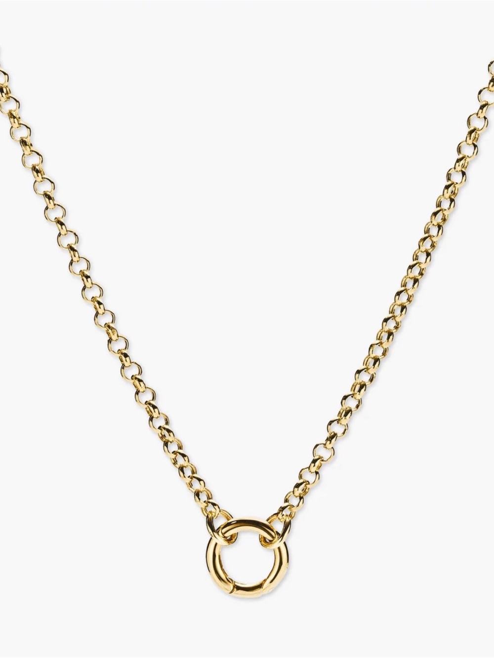 Mejuri Rolo 18ā yellow Gold Circle charm Pendant Necklace chain 14K new in box